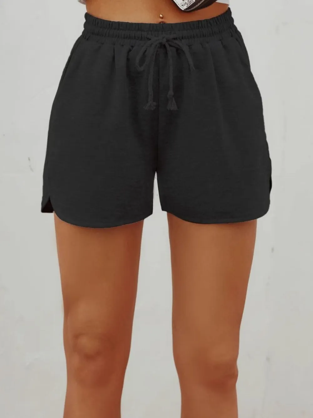 Polished Drawstring Shorts with Pockets
