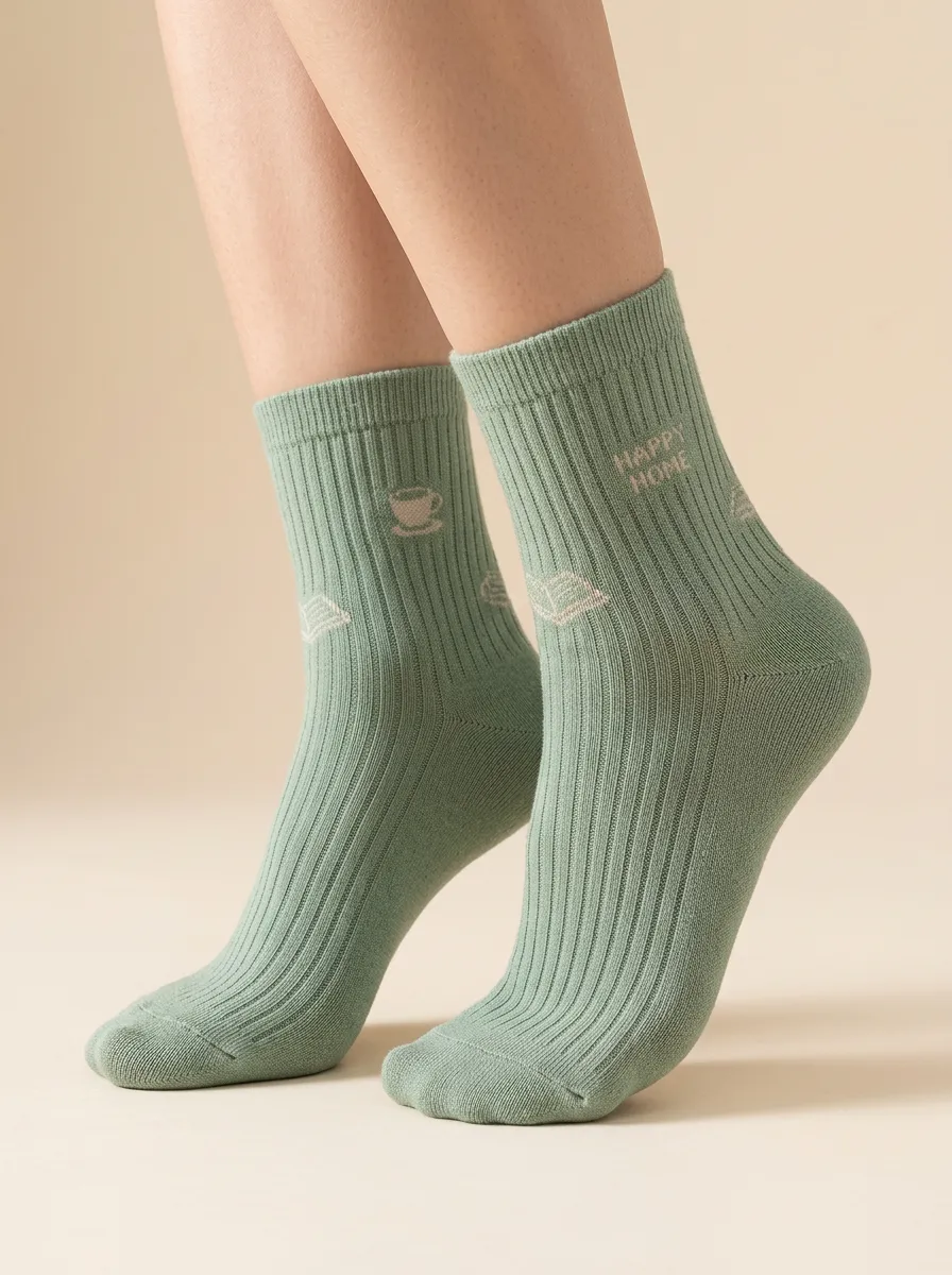 Easywear Coffee-Motif Book-Motif Casual Socks