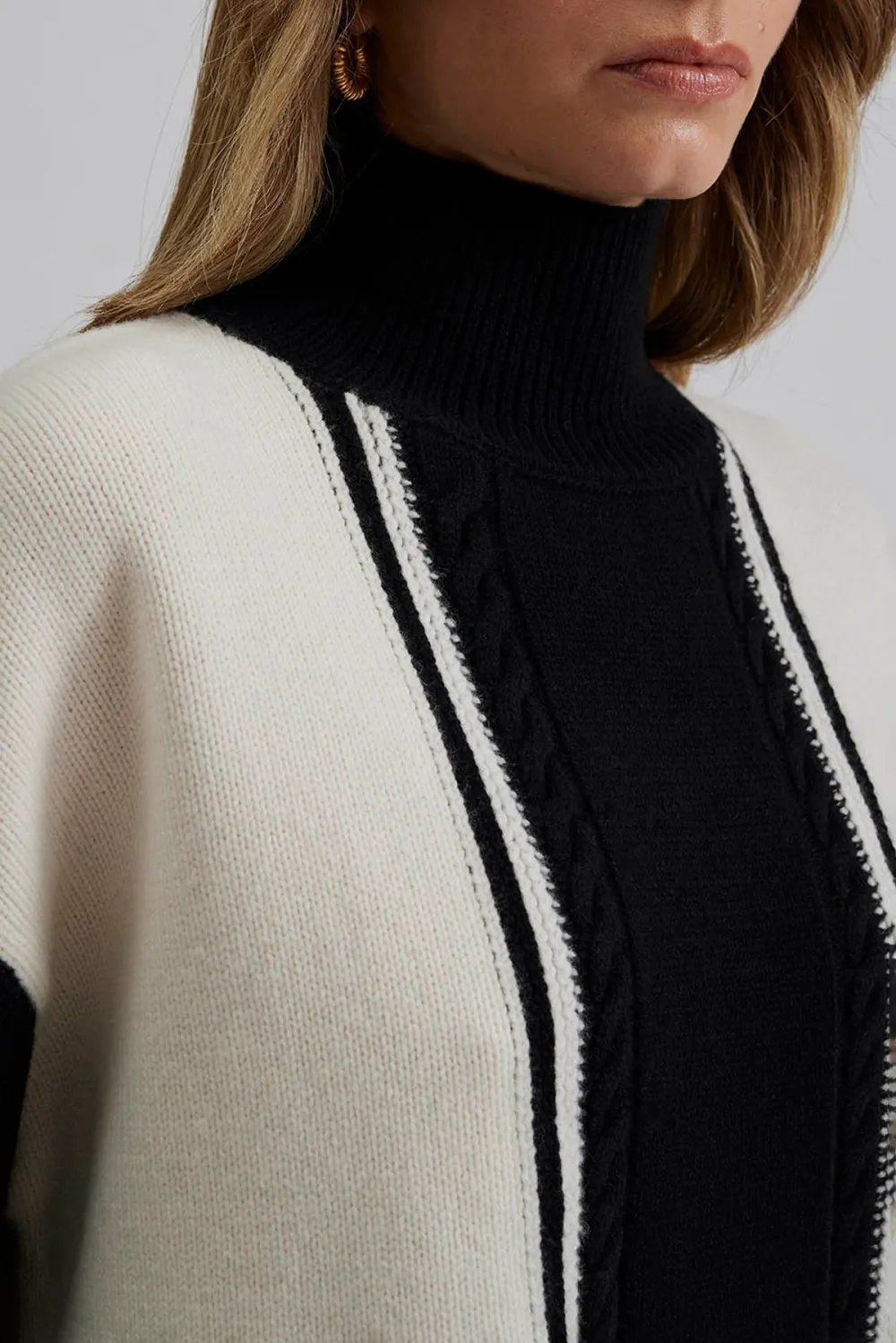 Color Blocked Striped Knit Sweater