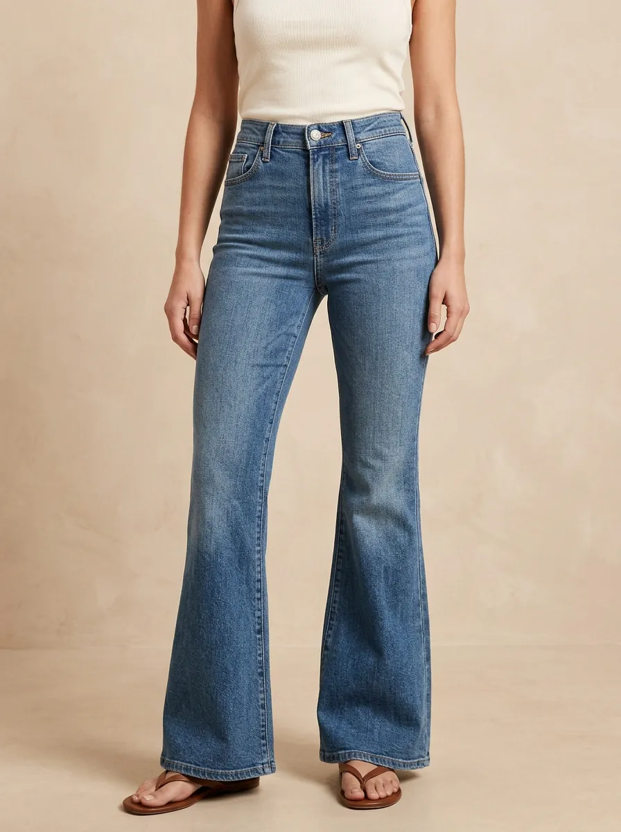 Women's High-Rise Flare Print Jeans