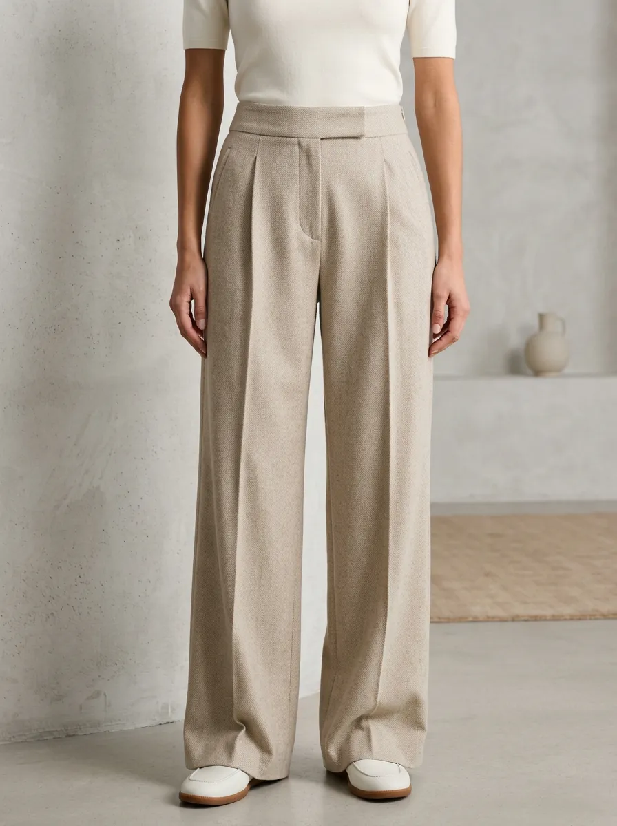 Versatile Wide-Leg Pleated Women's Wide-Leg Pants