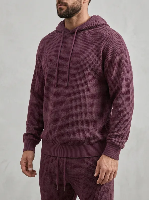 Waffle-Knit Men's Knit Hoodie Jogger Set