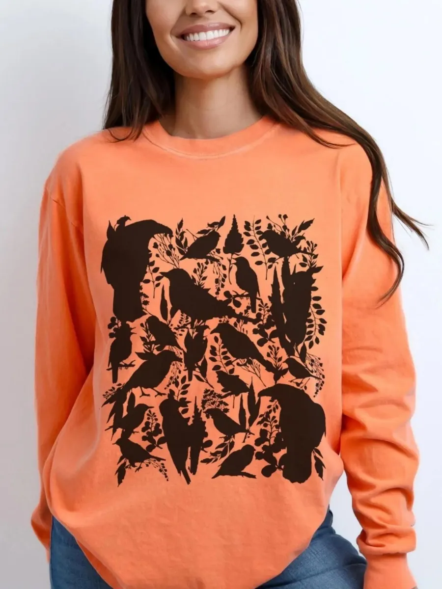 Bird Silhouette Botanical T-Shirt