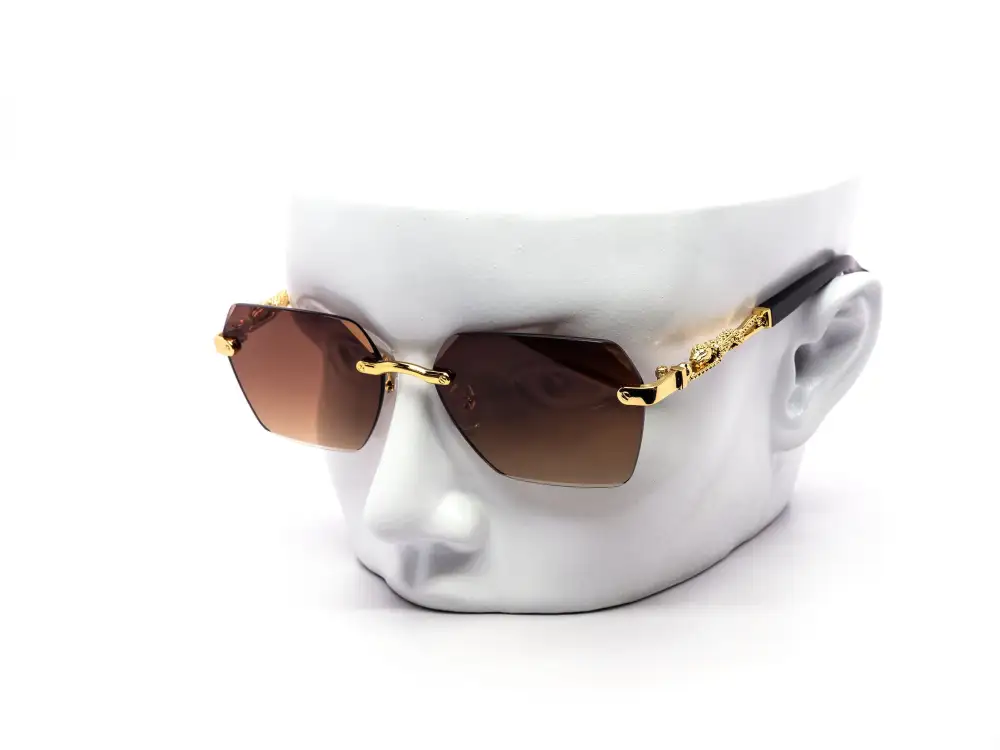 12-Pack Luxury Rimless Cat-Eye Hexagon Gradient Metal Sunglasses