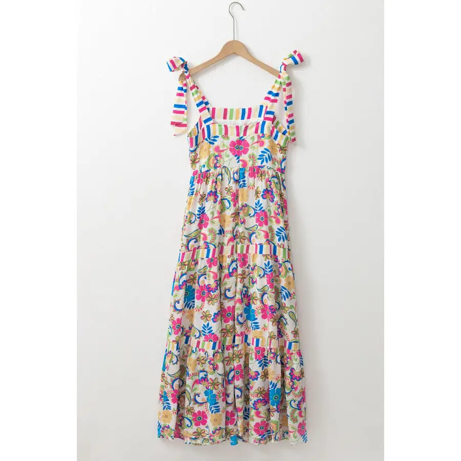 Tied Floral Sleeveless Maxi Dress
