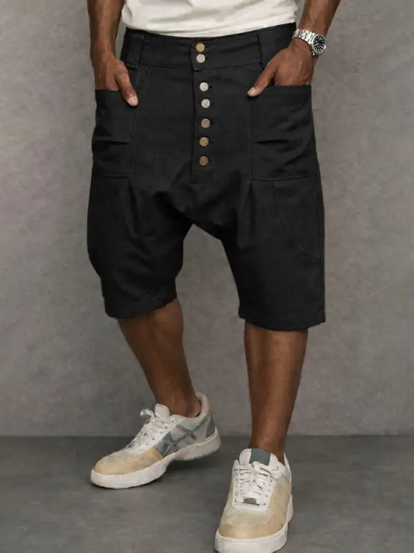 Men's Casual Cotton Drop Crotch Harem Shorts