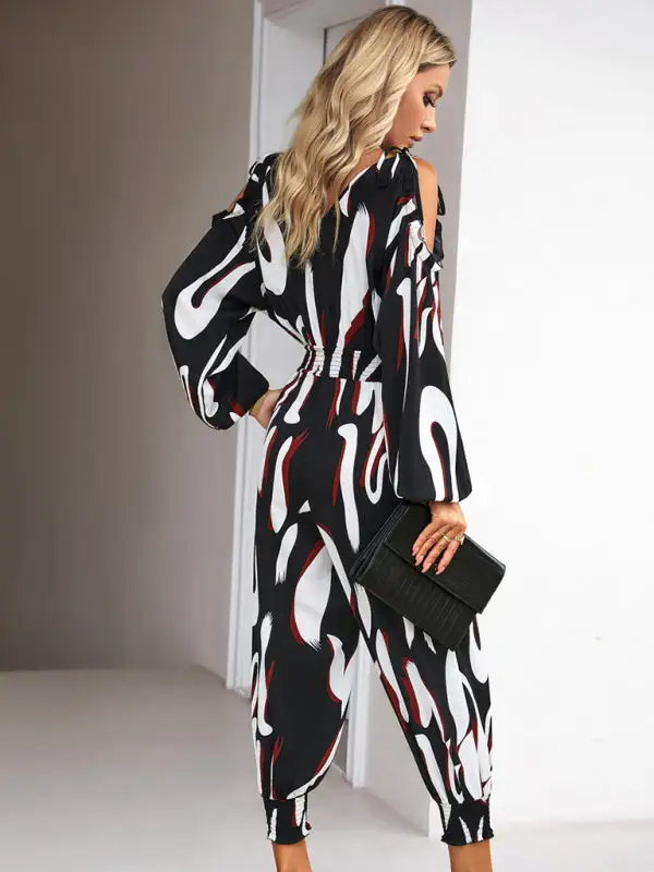 Lyric Abstract Print High Waist Jumpsuit