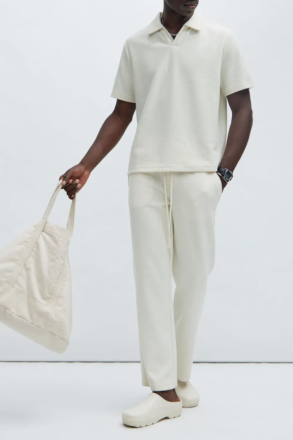 Casual Style Textured Polo Tops