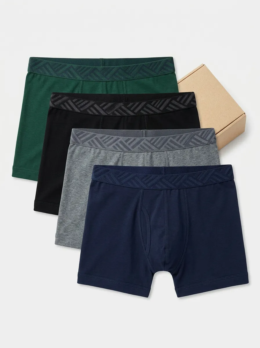 Easy-Wear Geometric Essential Men' Four Pack Boxer Briefs