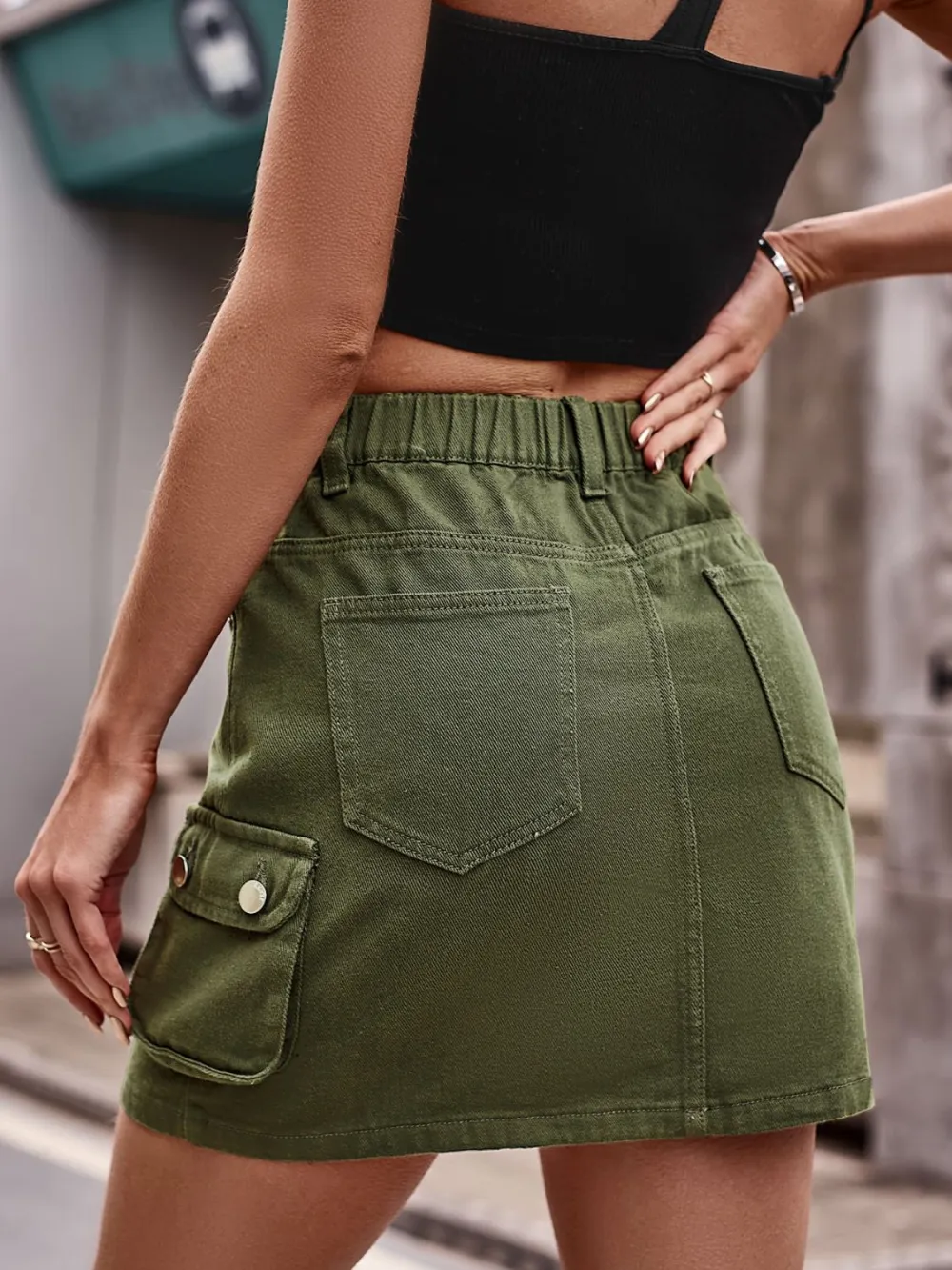 Denim Mini Skirt With Pockets