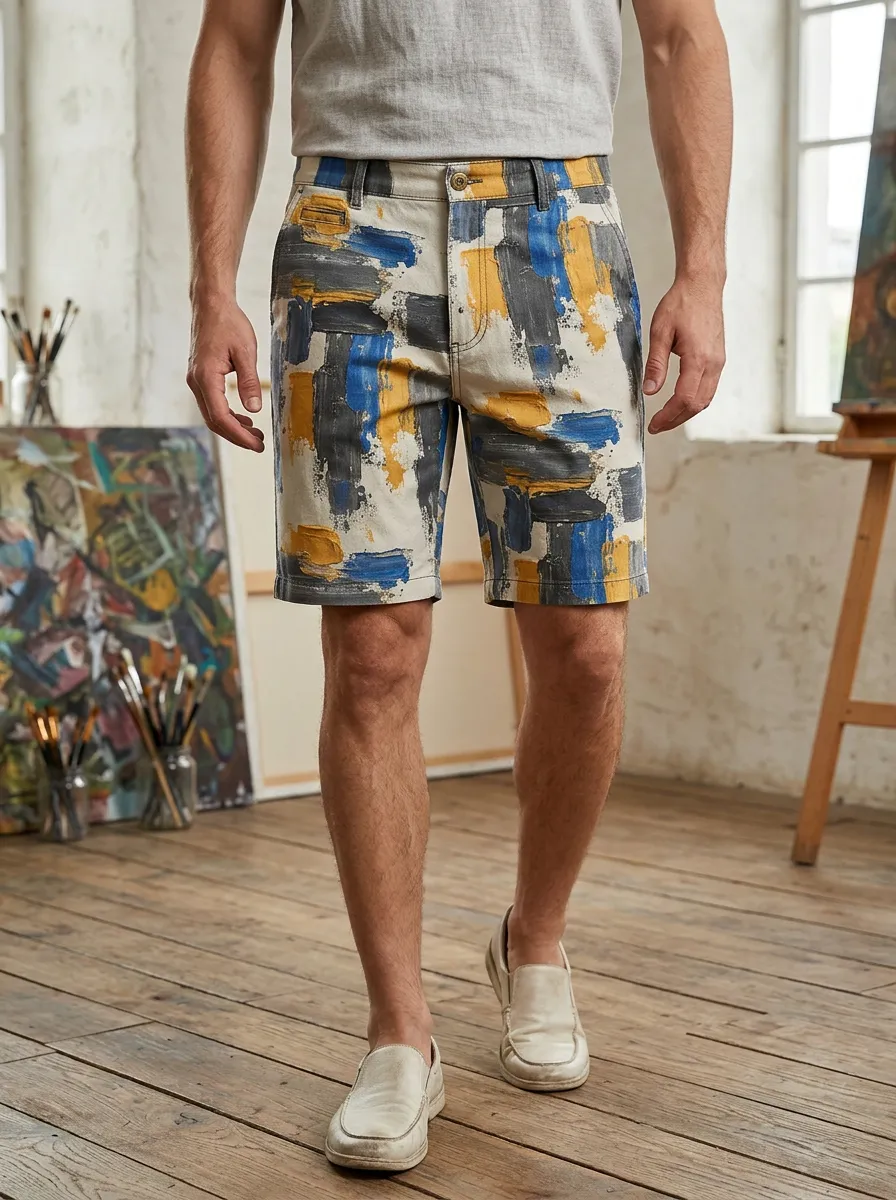 Men's Abstract Art Brushstroke Chino Shorts