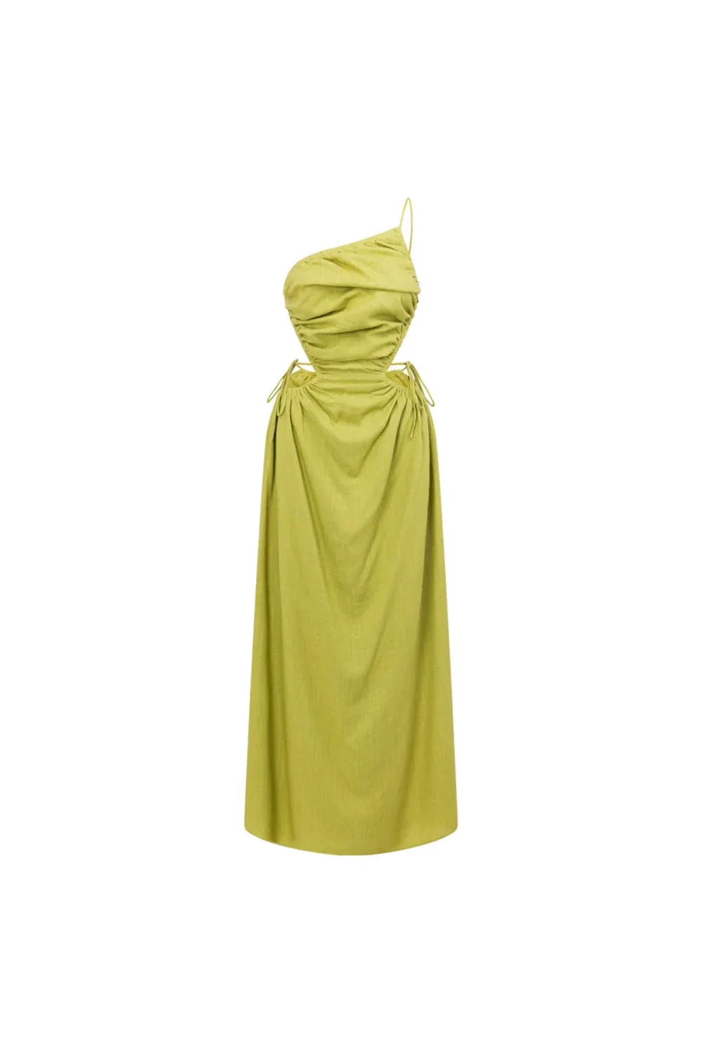 One Shoulder Ruched Midi Dress