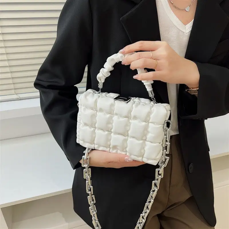 Elegant Grid Mini Handle Bag