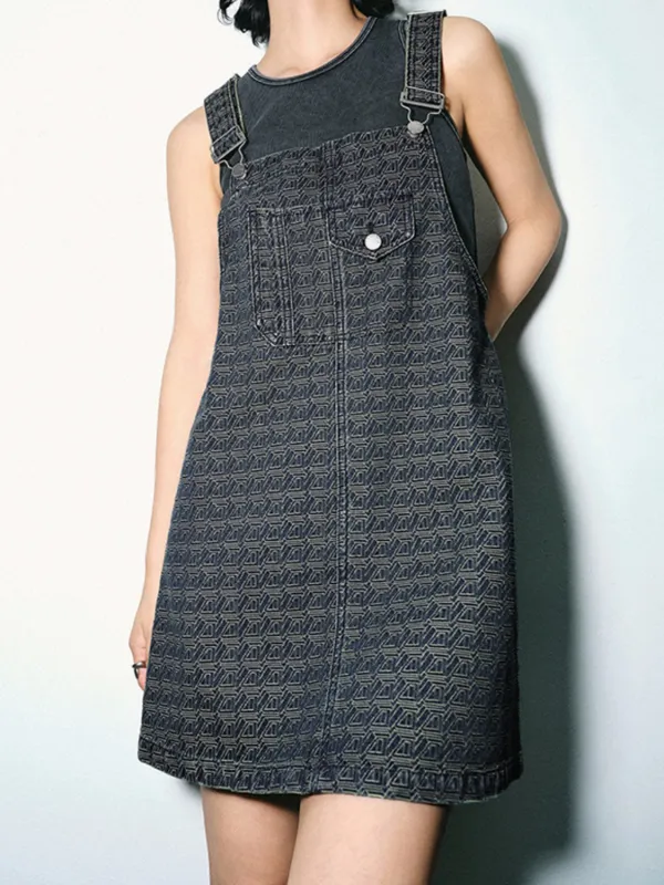 Texture Casual Style Overall Dress