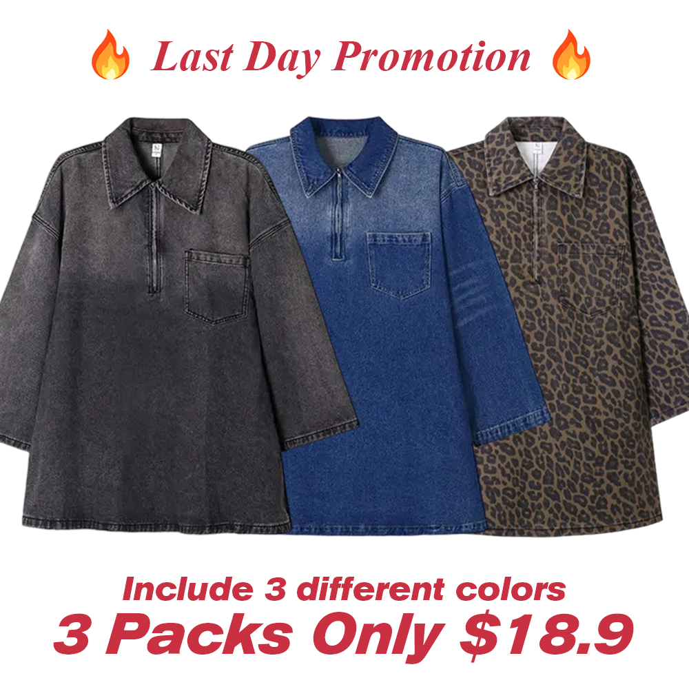 Women's Half-Zip Collared Denim Dress – Clearance Sale, Selling at a Loss!