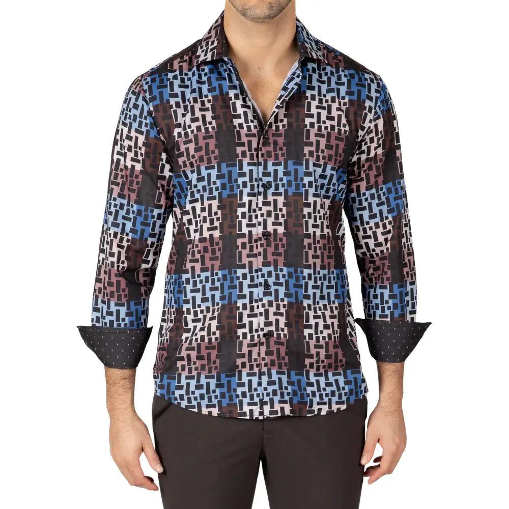 Neat Print Long Sleeve Button Shirt