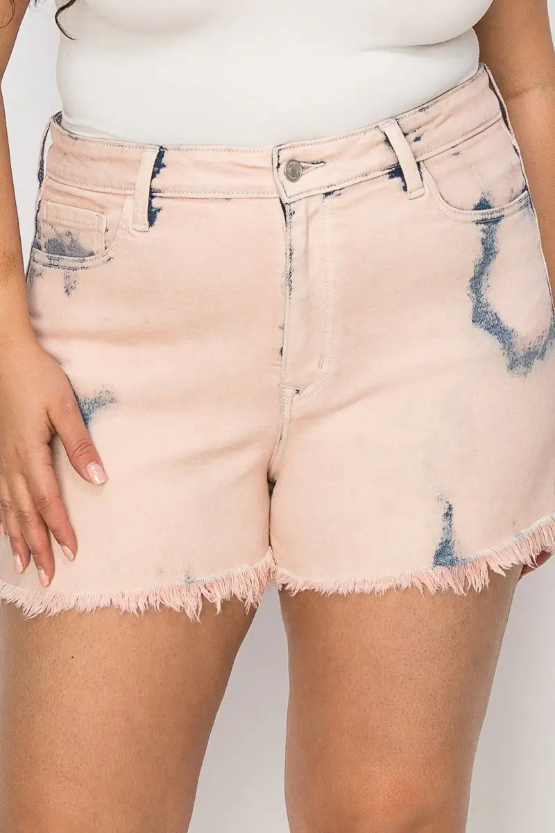 High Rise Mom Fit Frayed Hem Denim Shorts
