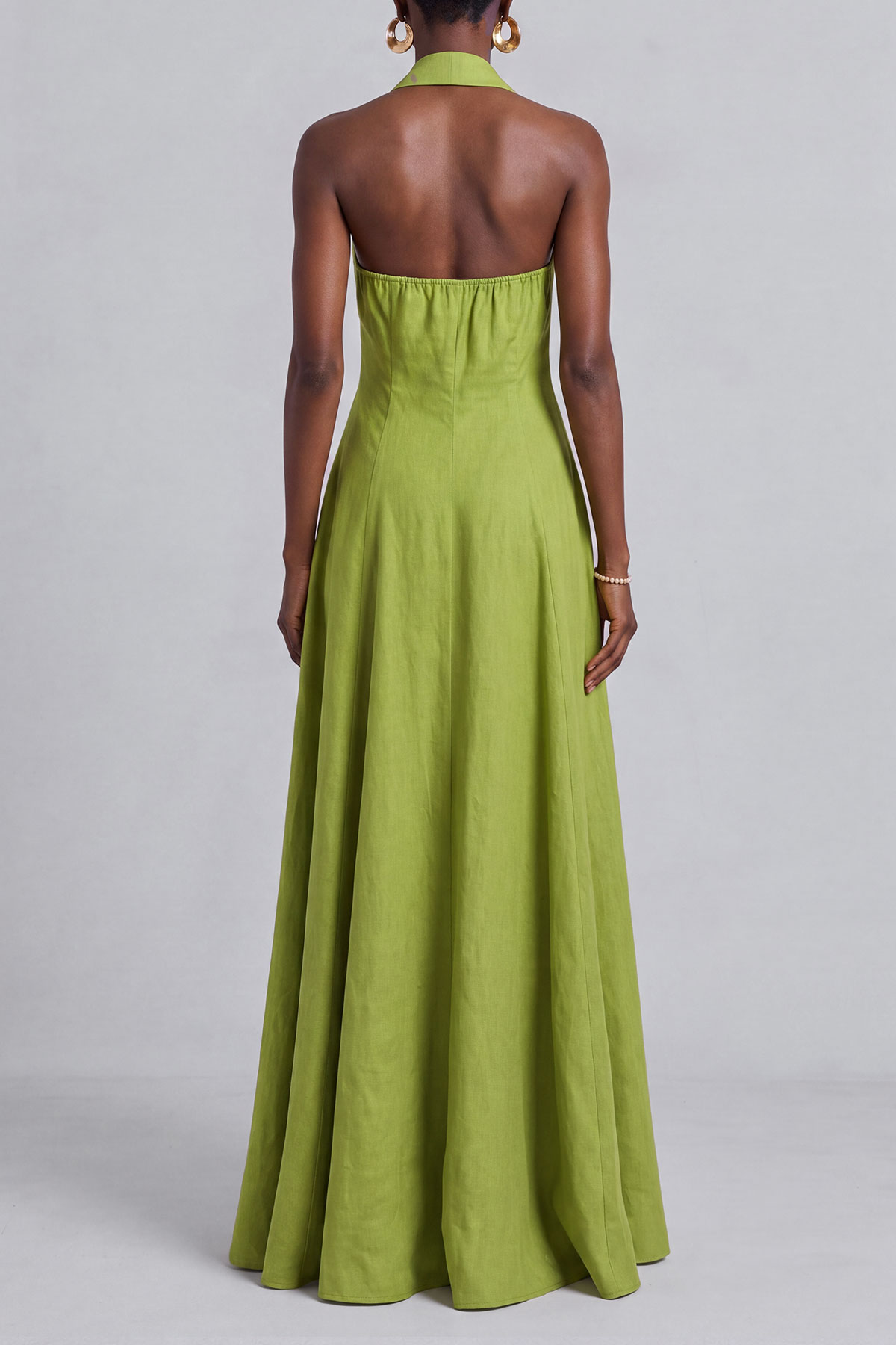 Halter Neck Button Front Maxi Dress