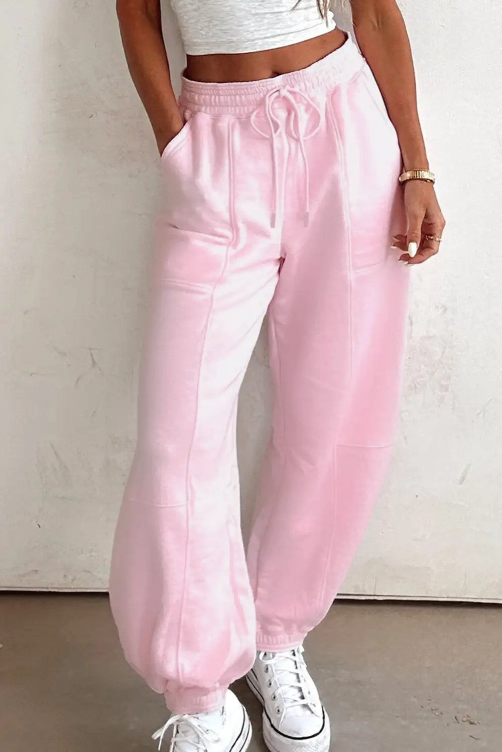 Drawstring Patchwork Jogger Pants