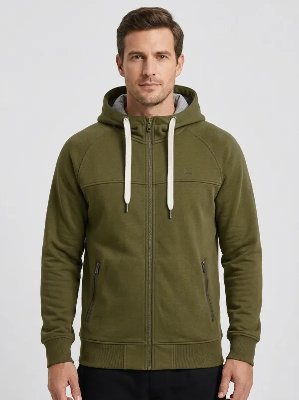 Modern Zip-Up Hooded Silhouette Men's Sport Jacket