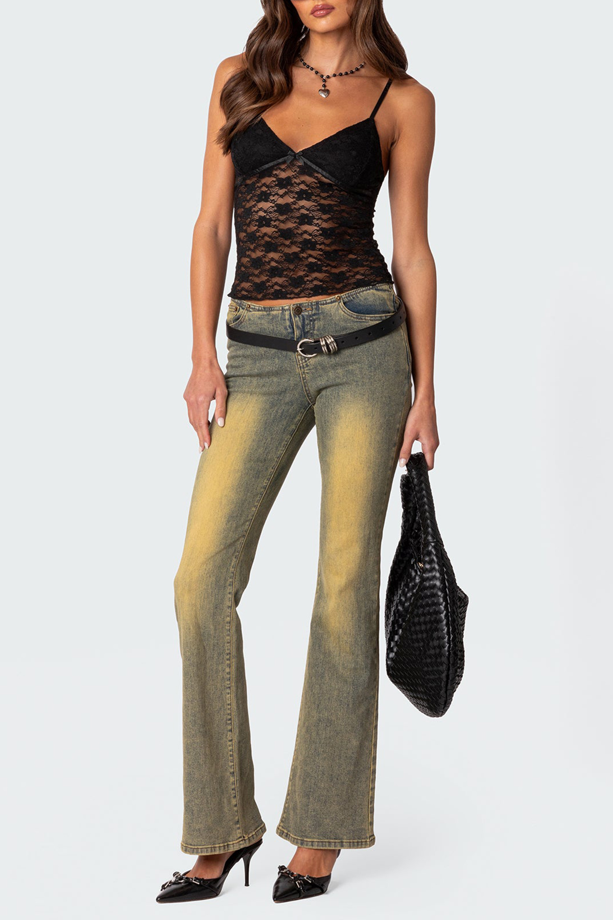 Bow Transparent Lace Tank Top