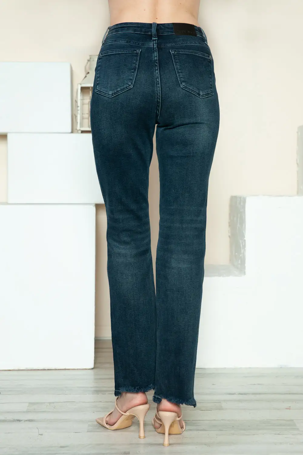 Classic Straight Leg Button Denim Jeans