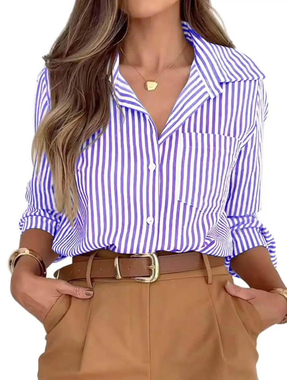 Striped Shirt with Pockets Blouse
