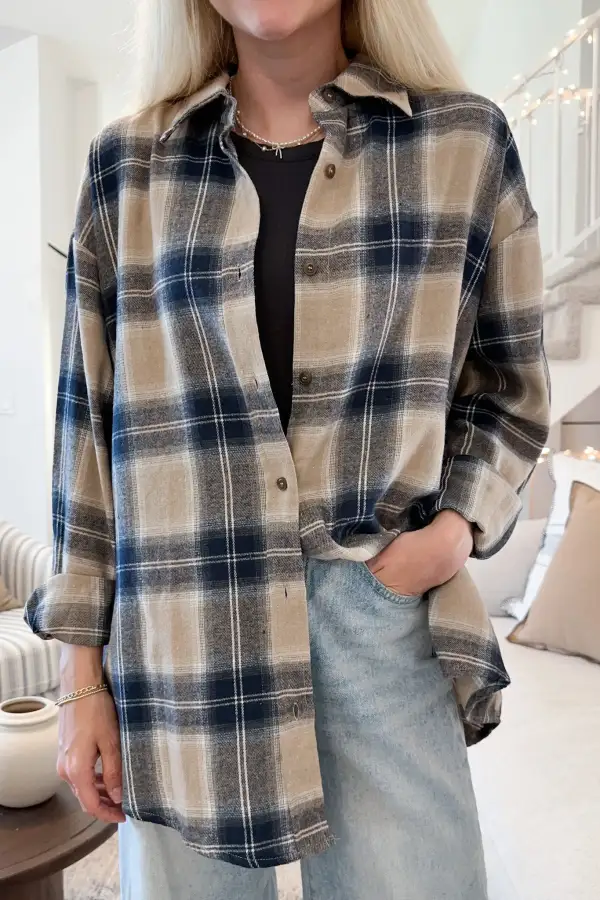 Plaid Button Front Button Down Shirt