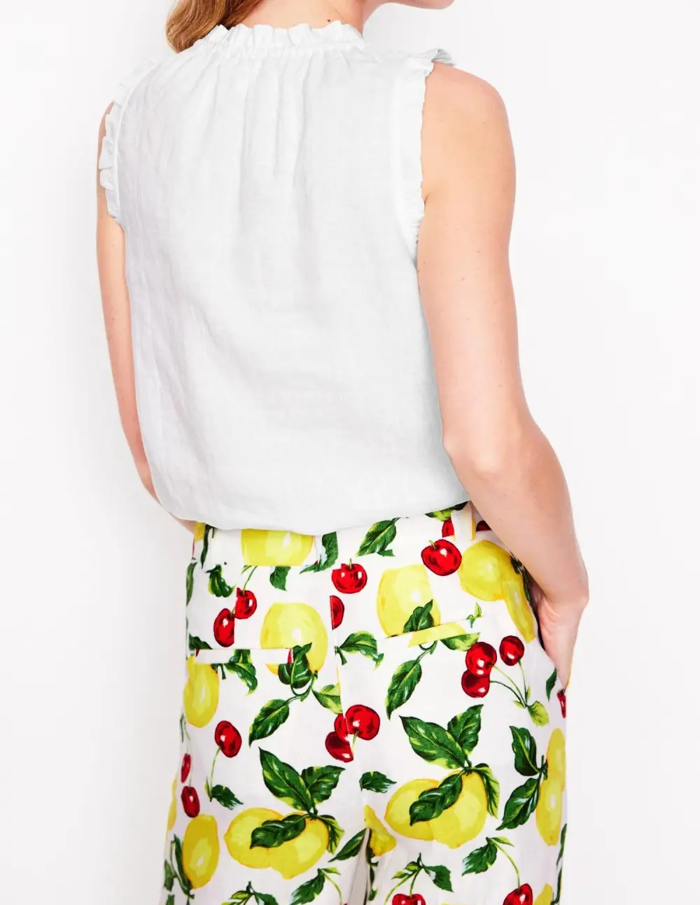 Casual Sophie Ruffle Linen Top