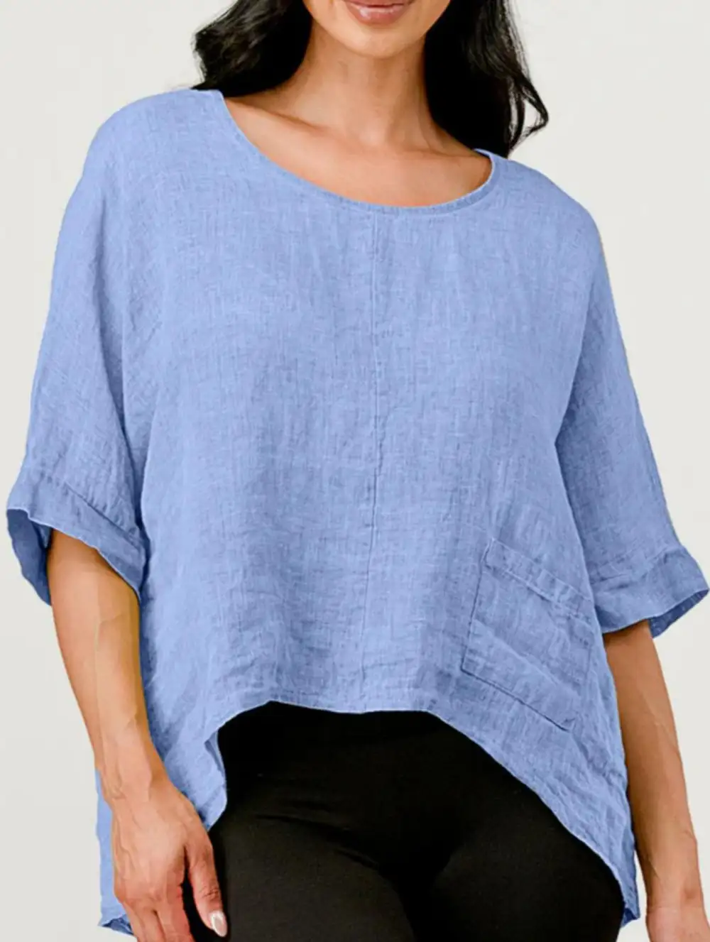 Crew Neck Cotton Linen Tee