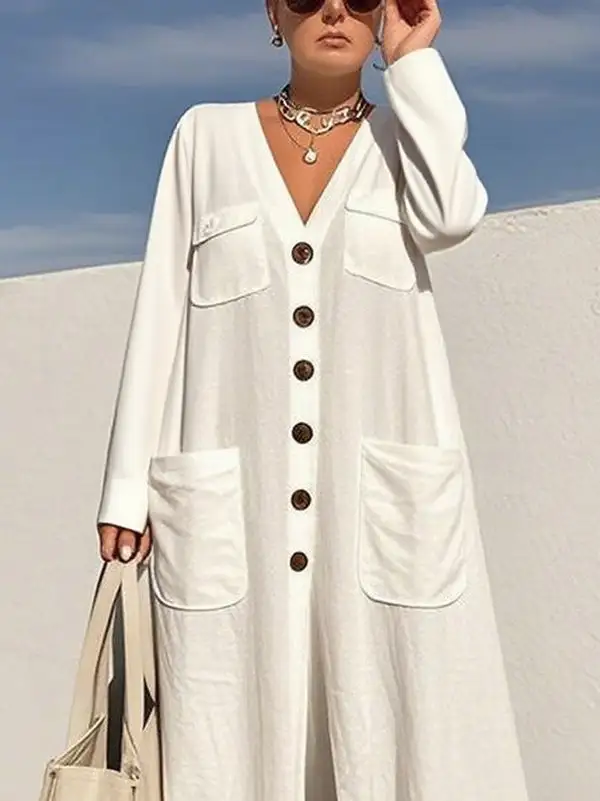 Jumpsuits Met Lange Mouwen Losse Zakken Knopen En