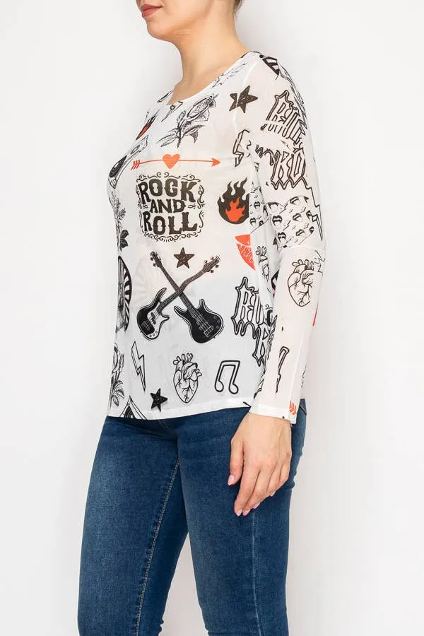 Relaxed Graphic Crew Neck Top
