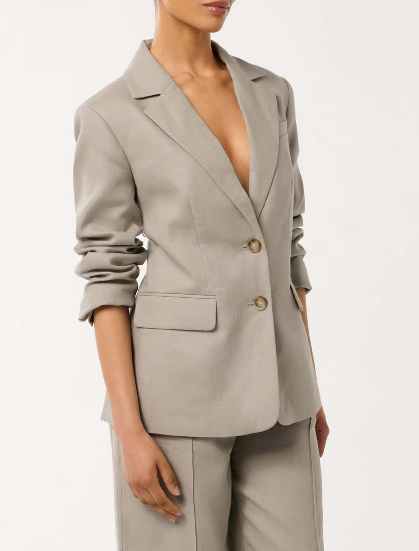 Petite Two Button Linen Blazer