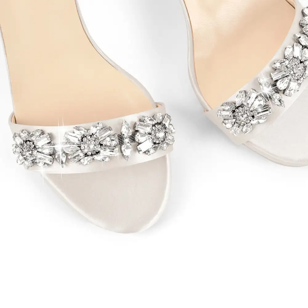 Rhinestone Embellished Ankle Strap Sandals