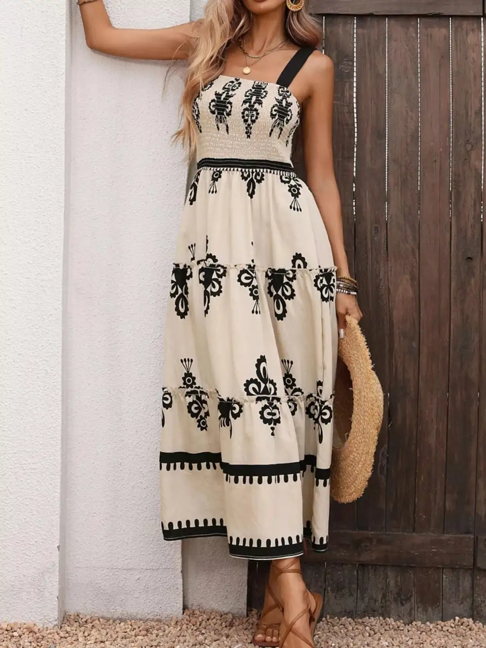 Drape Tiered Smocked Dress