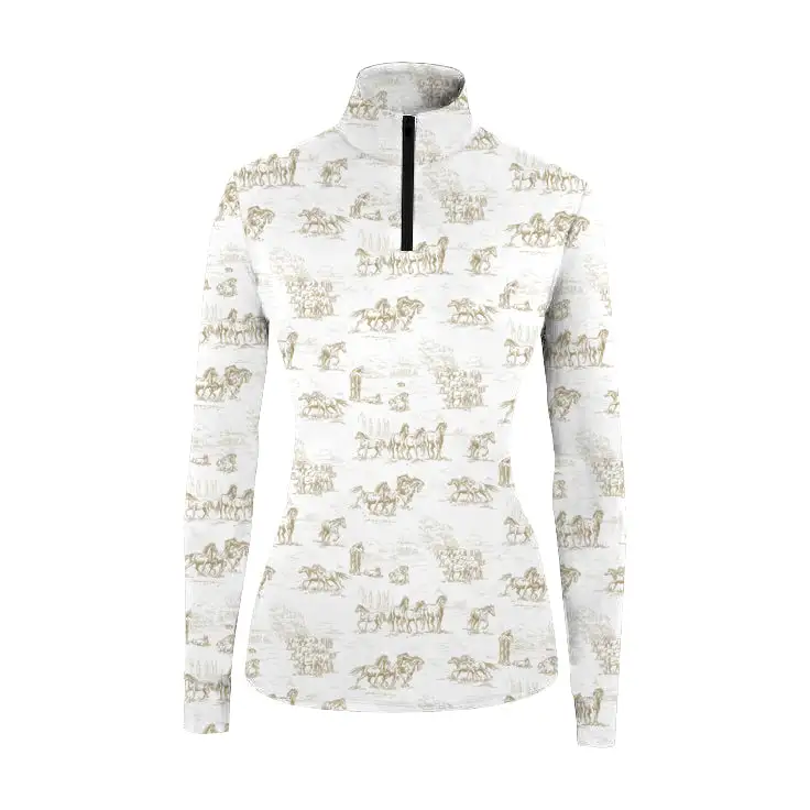 Women's Horse Print Long Sleeve Riding Style Casual Shirt