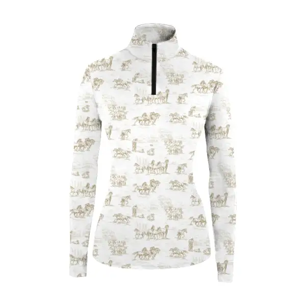 Women's Horse Print Long Sleeve Riding Style Casual Shirt