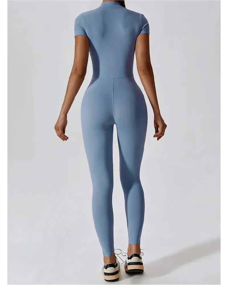 Mock Neck Zip Front Jumpsuit