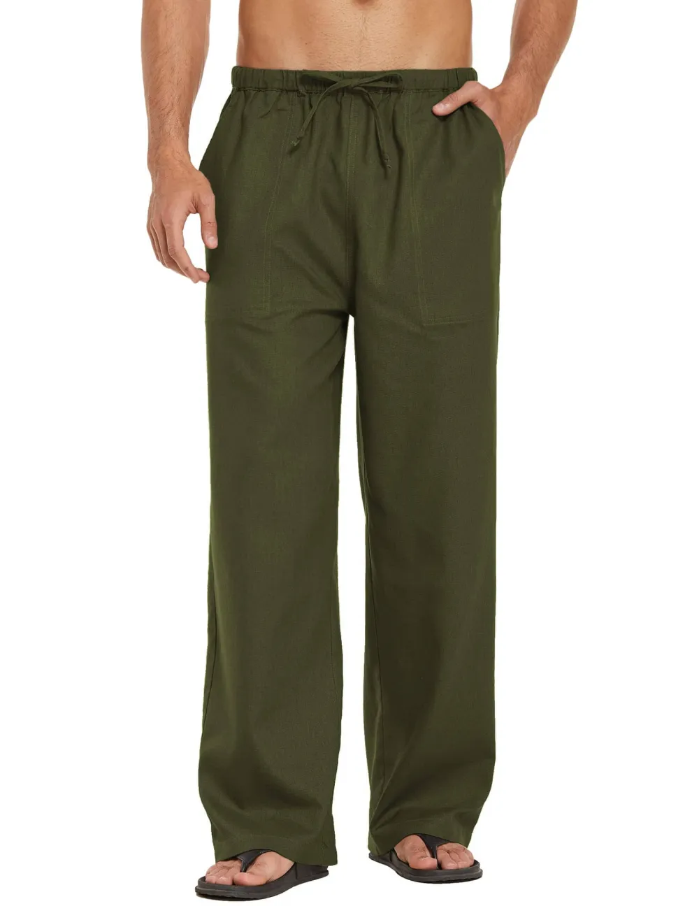 Raised Linen Waist Yoga Pants