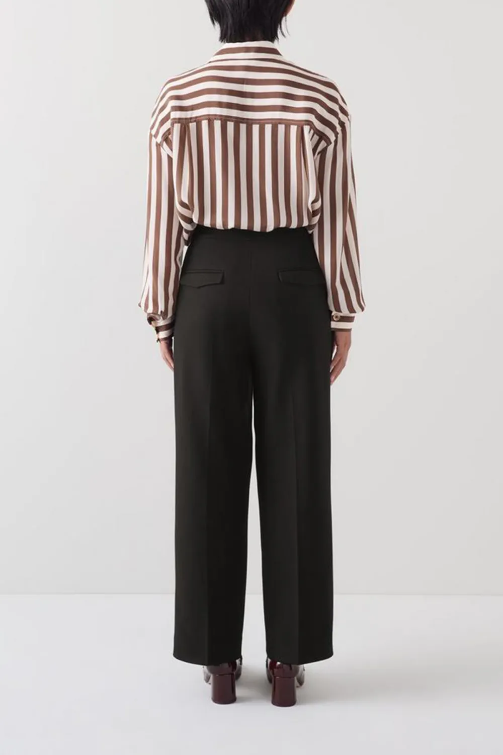Black High Waist Wide Leg Tailored Trousers