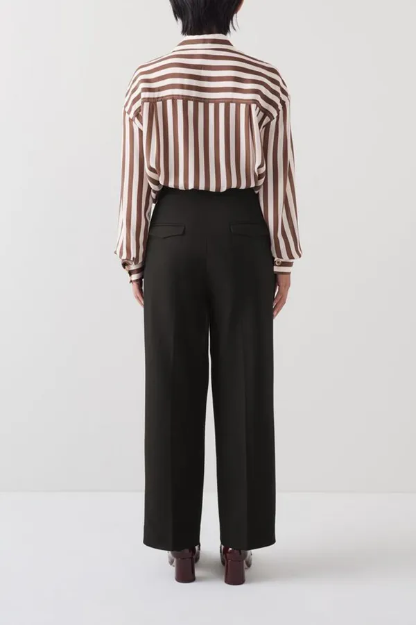 Black High Waist Wide Leg Tailored Trousers