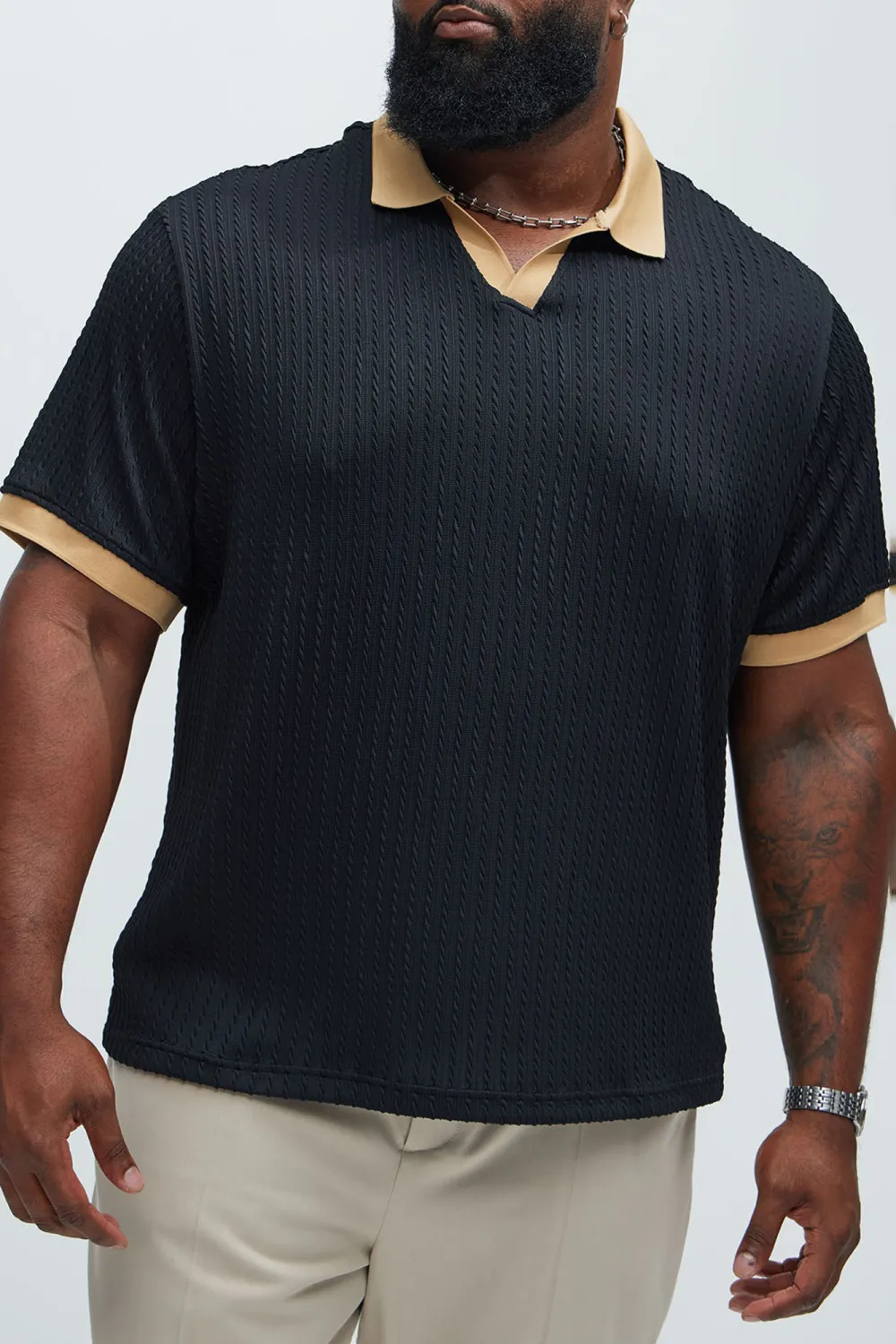 Color Block Textured Polo