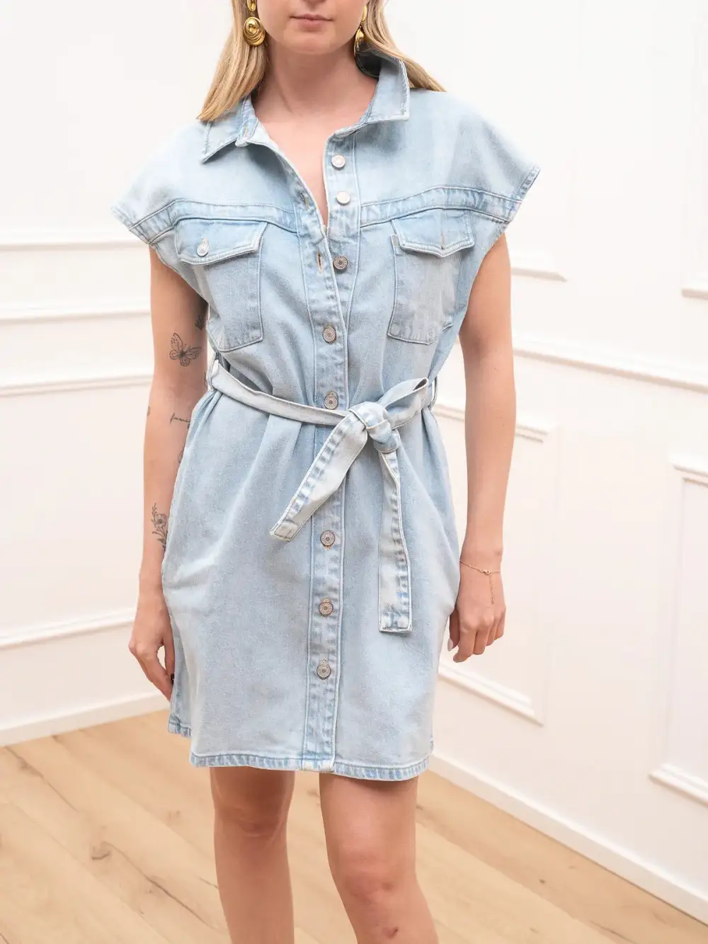 Mini Button Front Dress