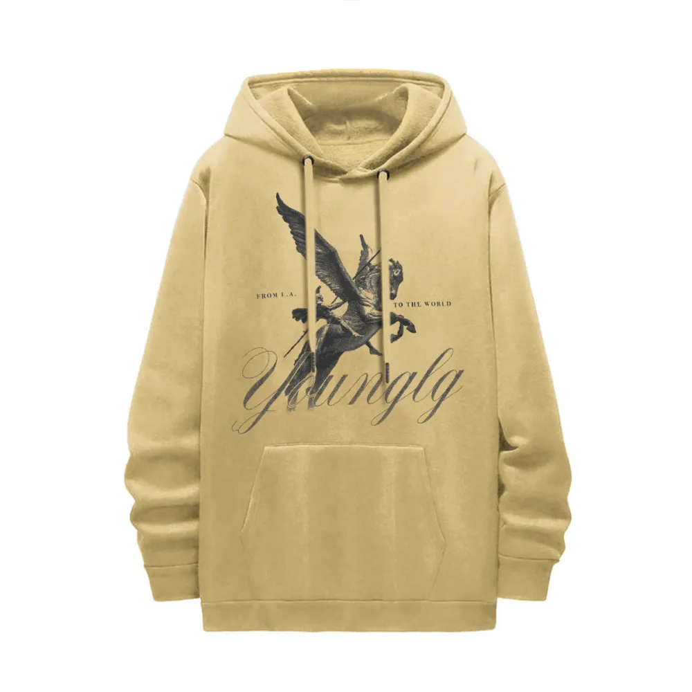 Pegasus Graphic Beige Hoodie With Vintage Aesthetic