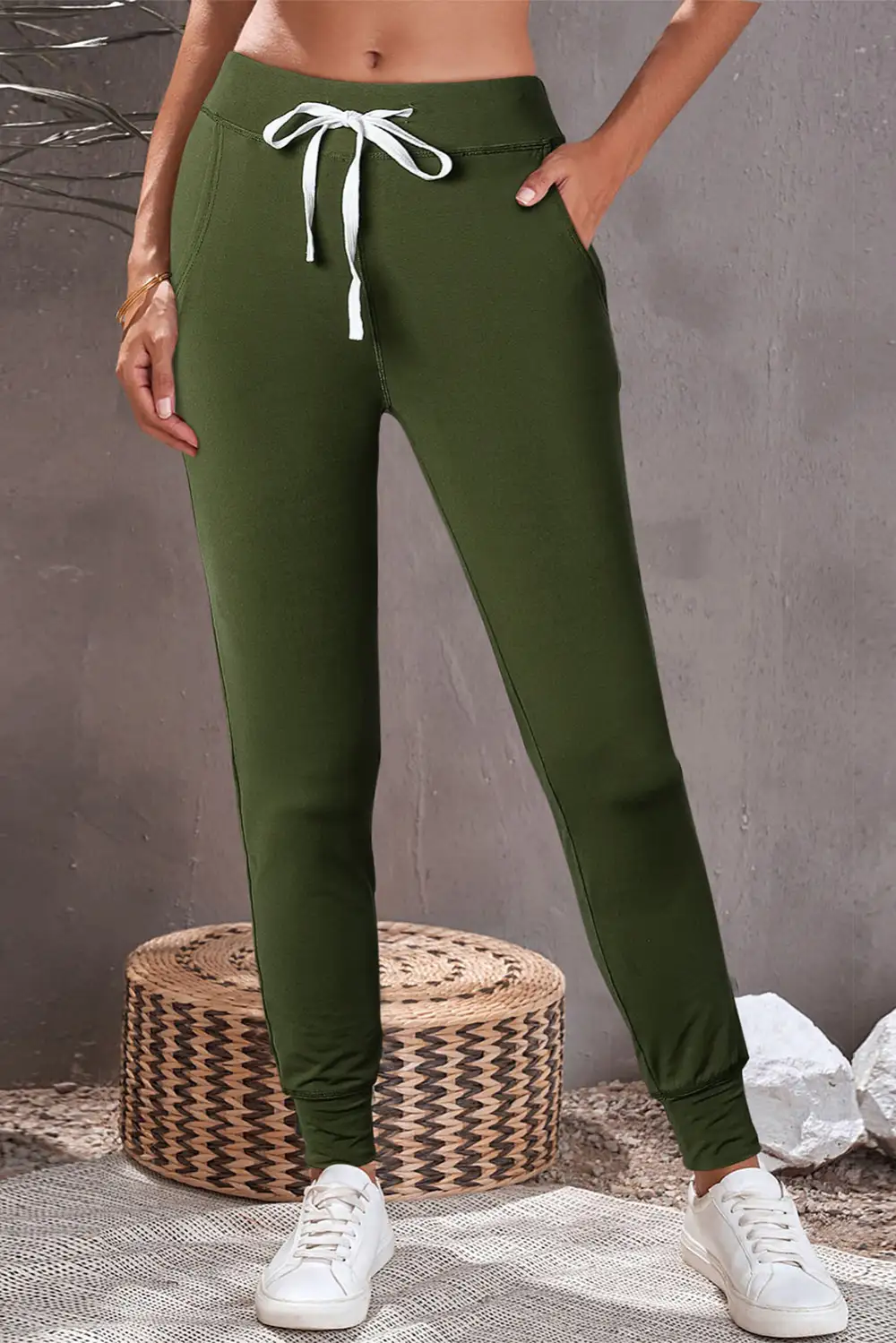 Slim-Fit Drawstring Elastic-Waist Pocketed Jogger Pants