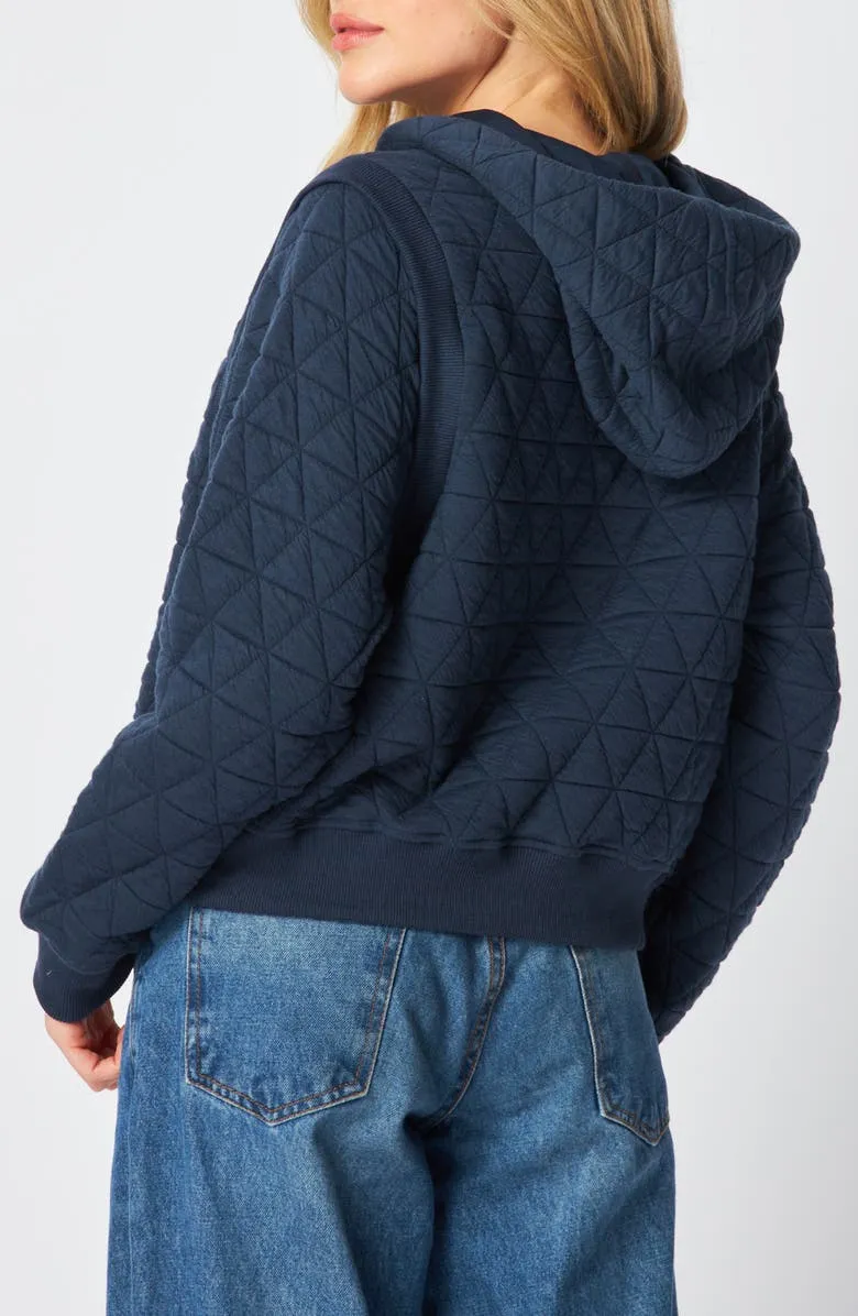 Navy Quilted Hoodie