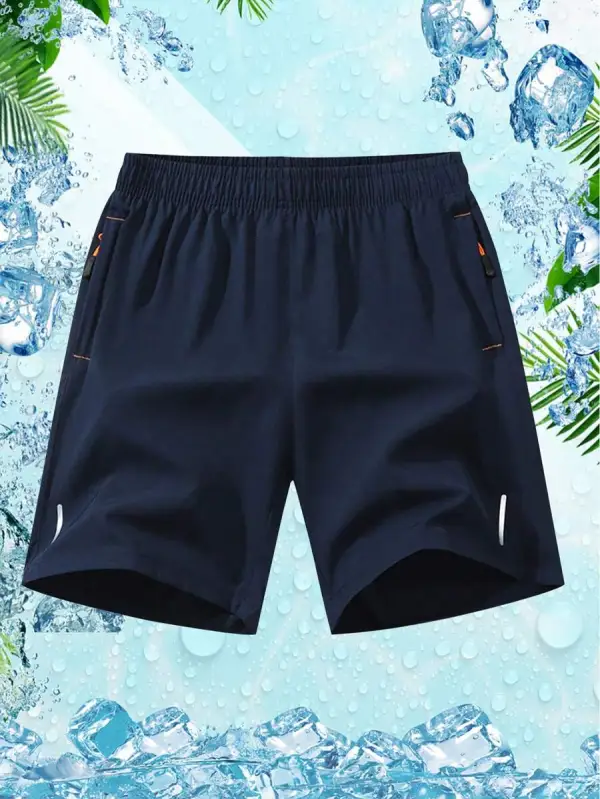 Men'S Solid Color Zipper Pocket Shorts