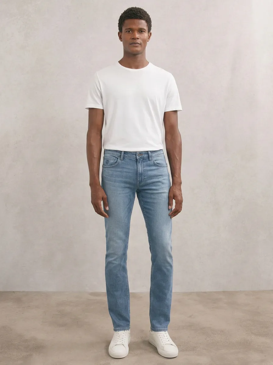Men's Classic Comfort Light Wash Stretch Denim Jeans