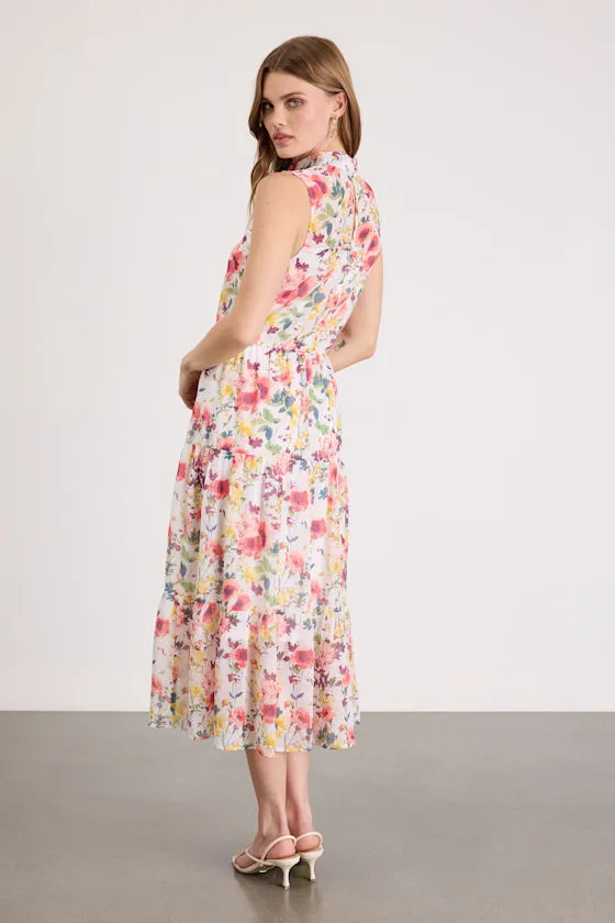 In My Dreams Mauve Floral Print Midi Dress