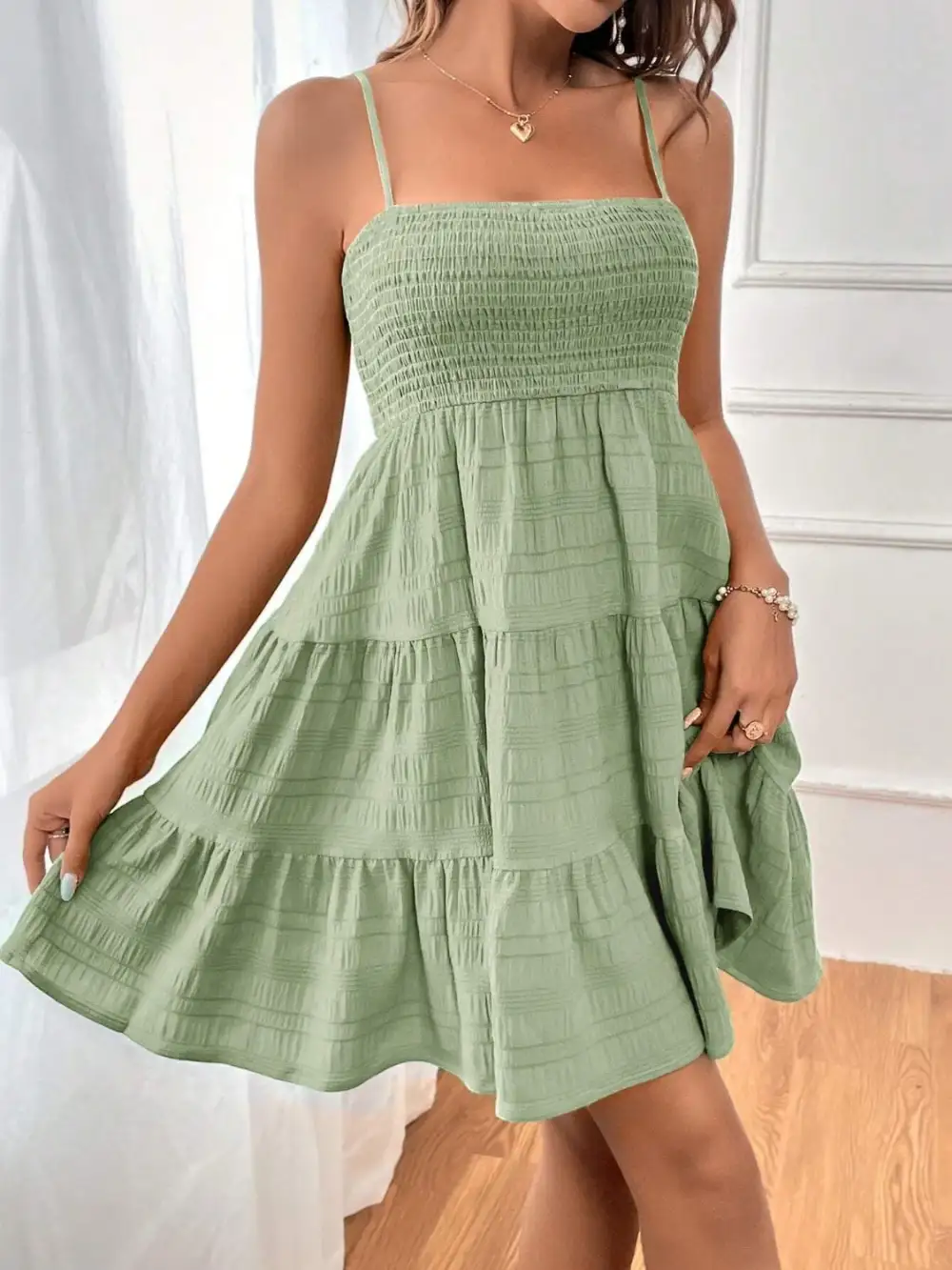 Tiered Sleeveless Mini Dress